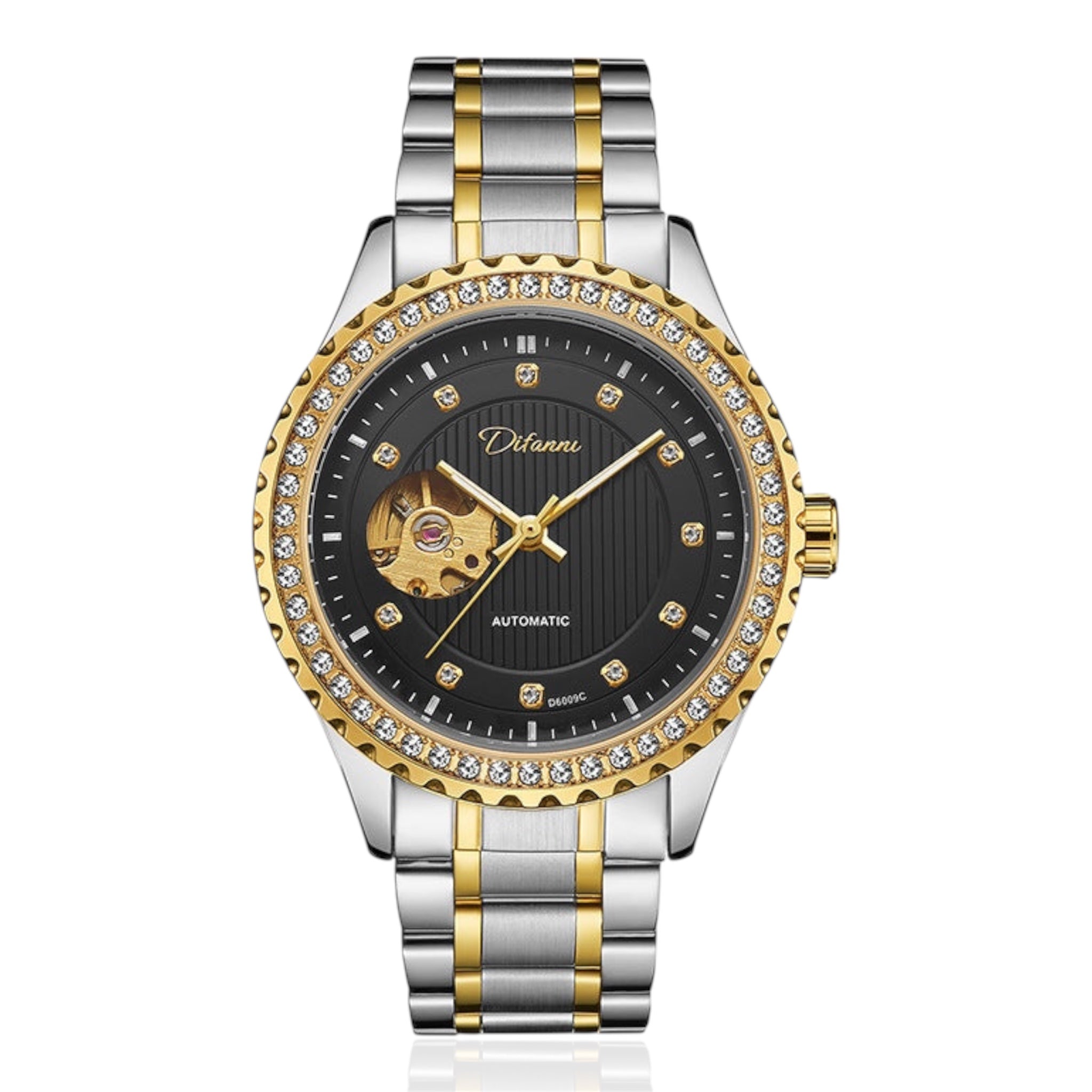 Fashionable Double Hollow Mechanical Watch Diamond High-end Men Mechanical Watch - Acquisti Online