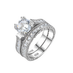 925 Sterling Silver Ring Set For Women Non-Fading Fashionable Commuter Geometric Design Jewelry - Acquisti Online