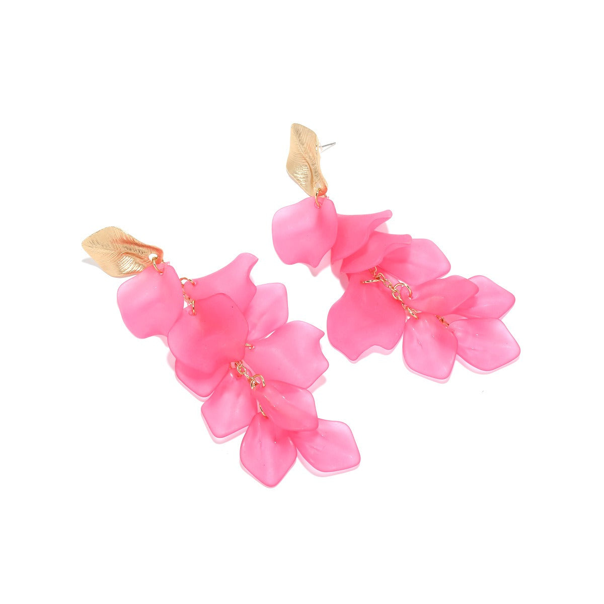 Damesoorbellen met bloemenmotief, opvallende oorbellen, elegante oorbellen met meerdere lagen harsblaadjes voor een stijlvolle uitstraling.