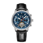 Orologio automatico da uomo OBLVLO con tourbillon meccanico, cinturino in acciaio inossidabile luminoso, orologio con calendario impermeabile in zaffiro