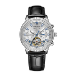 Orologio automatico da uomo OBLVLO con tourbillon meccanico, cinturino in acciaio inossidabile luminoso, orologio con calendario impermeabile in zaffiro