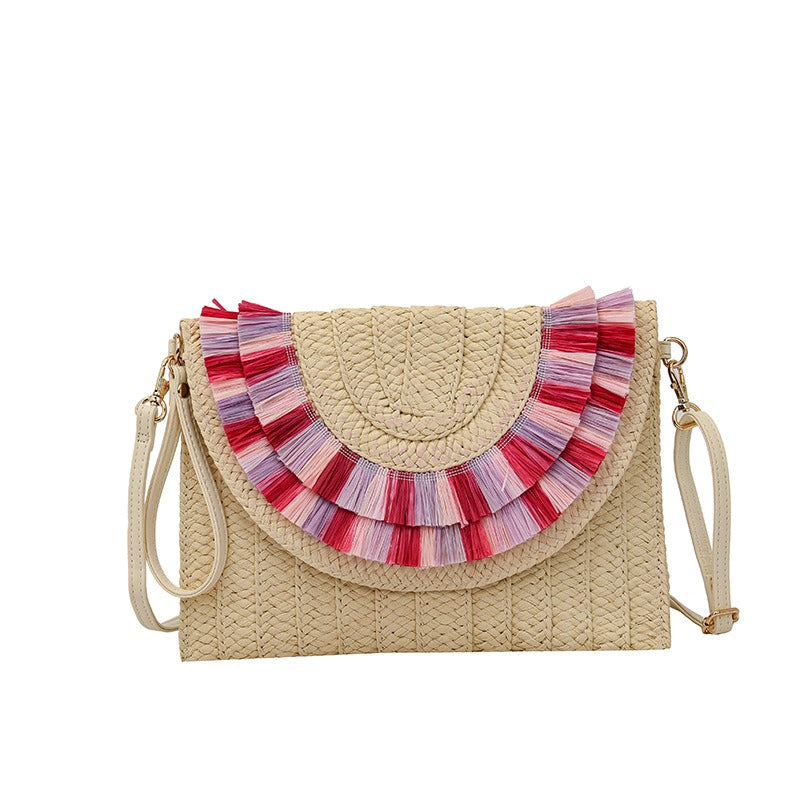 Fashion Woven shoulder bag Crossboday portable bag Straw Handbag Handmade Handbags Purse Straw Weaven Bags - Acquisti Online