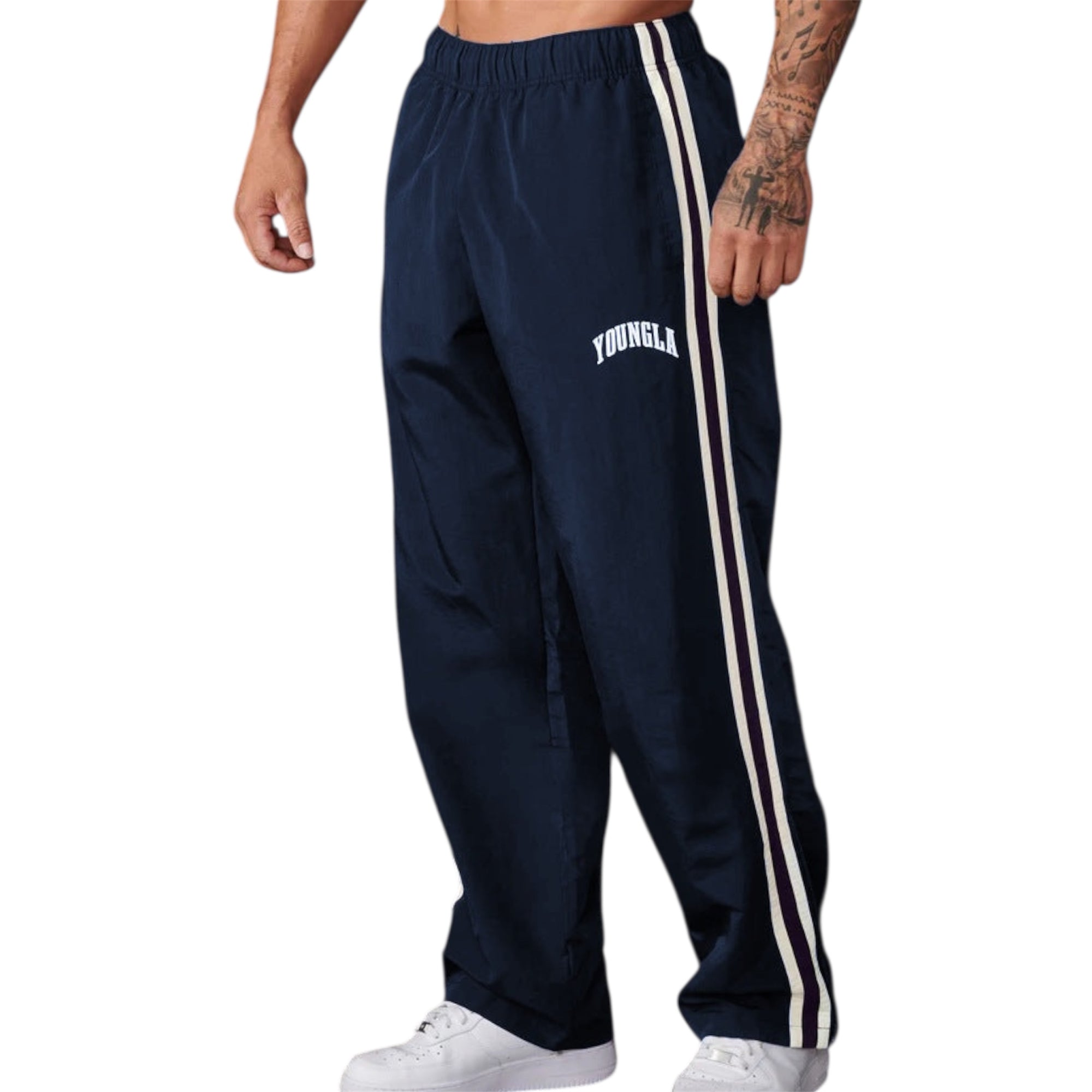 Men's Fashionable Casual Trousers Pants Solid Color Polyester Fiver Micro Elasticity Sports Pants Men's Casual Trousers - Acquisti Online