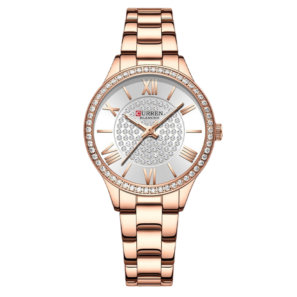 CURREN Top Brand Fashion Women's Quartz Watches Stainless Steel Band Rhinestone Women Quartz Wristwatch