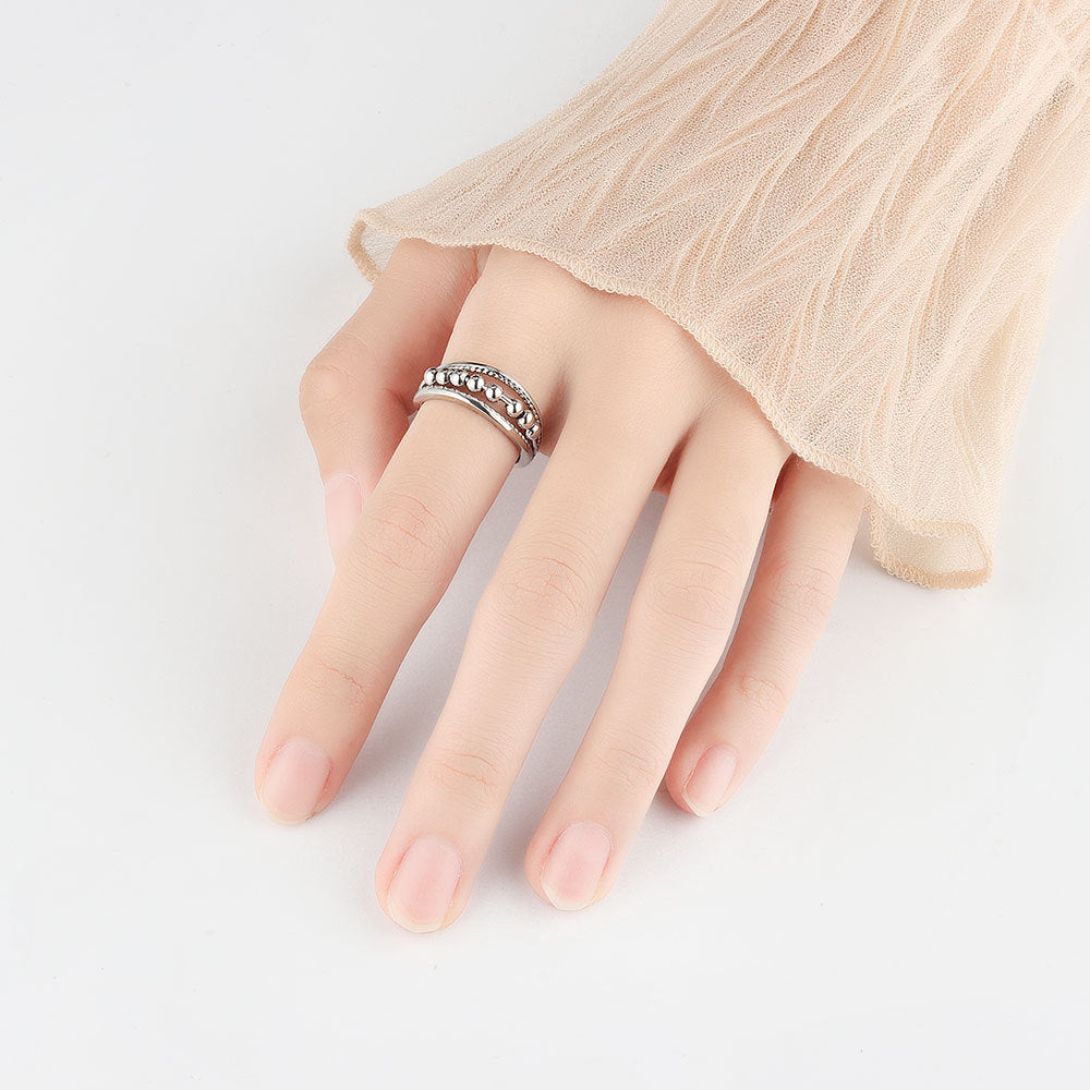 Wave point flexibele kraal draaibare ring veelzijdige accessoire met beweegbare wijsvinger ring voor vrouwen