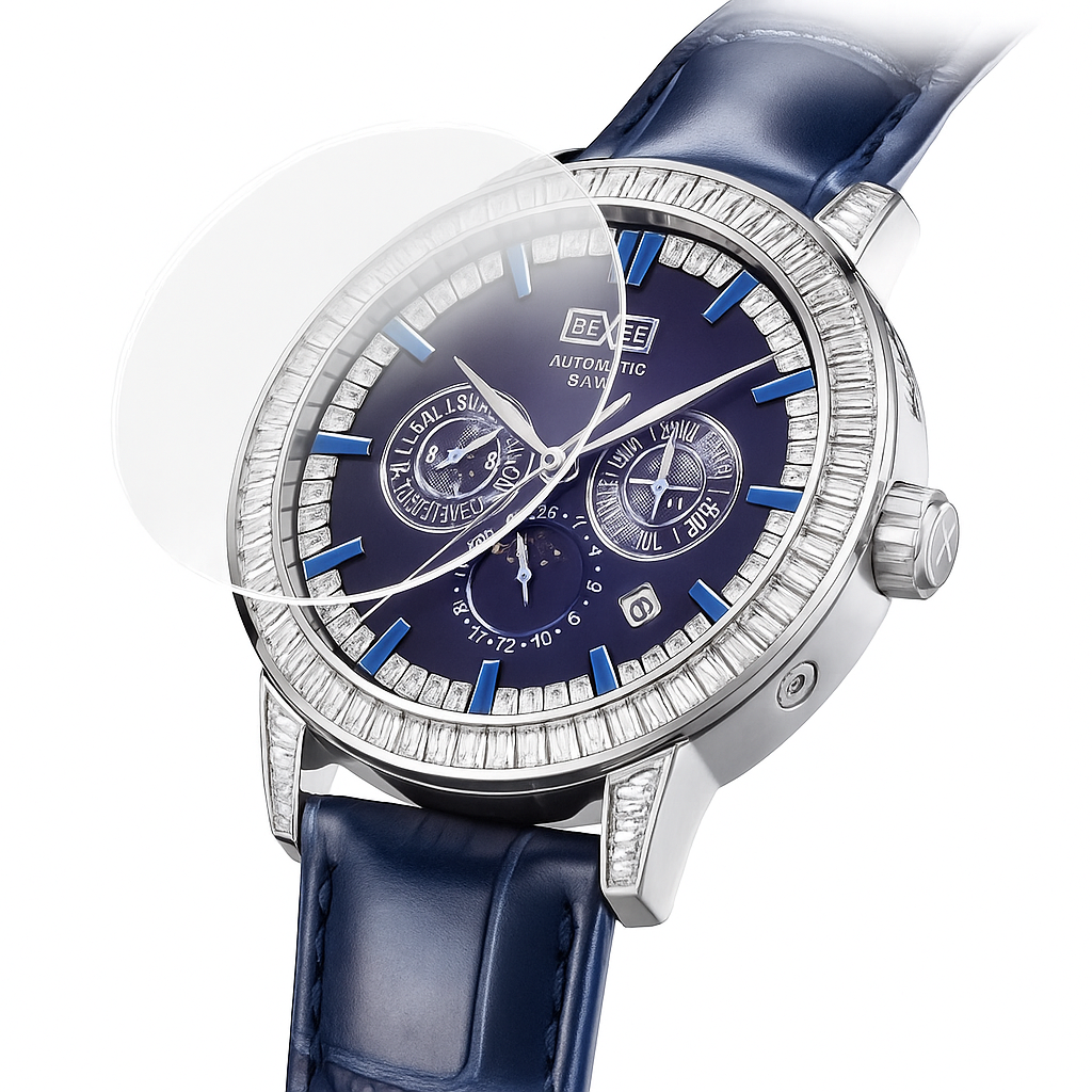 Men's Watch BEXEI 9157 60 Crystal Bezel 46 Zircon Dial Movement Sapphire Mechanical Watch Luxury 5ATM Waterproof - Acquisti Online