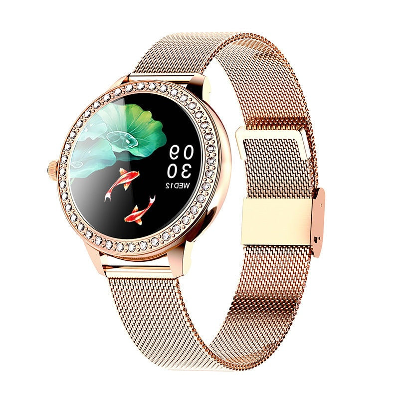 Orologio intelligente da donna con Bluetooth, chiamata BT, monitoraggio del fitness, monitoraggio della salute, design di lusso, orologio intelligente da donna realizzato in strass