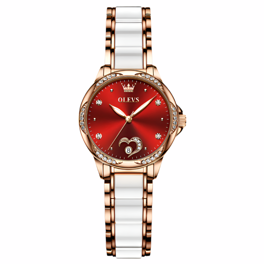 OLEVS Dames Automatisch Mechanisch Horloge Creatief Keramiek Stalen Dames Armband Mechanisch Horloge met Geschenkdoos Horlogeset