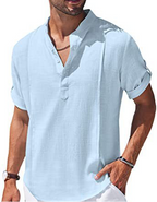 Heren casual strandoverhemd korte mouw zomeroverhemd