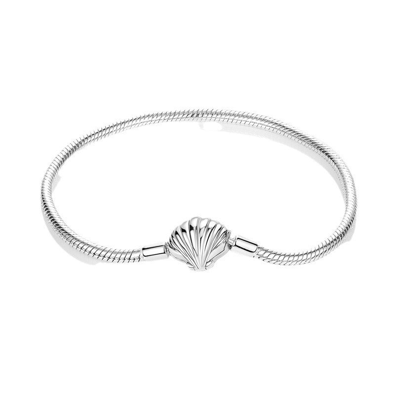 Bracciale alla moda da donna, in argento 925 placcato in rame, con catena di base, a forma di conchiglia di stella marina e tartaruga, bracciale alla moda da donna