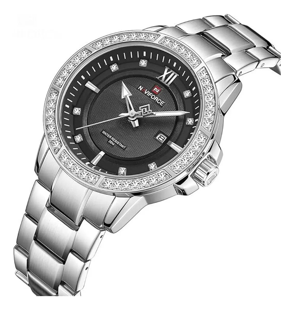 NAVIFORCE 9187 Brand Women Stainless Steel Quartz High Quality Movement Hours Clock Luxury Women Watch