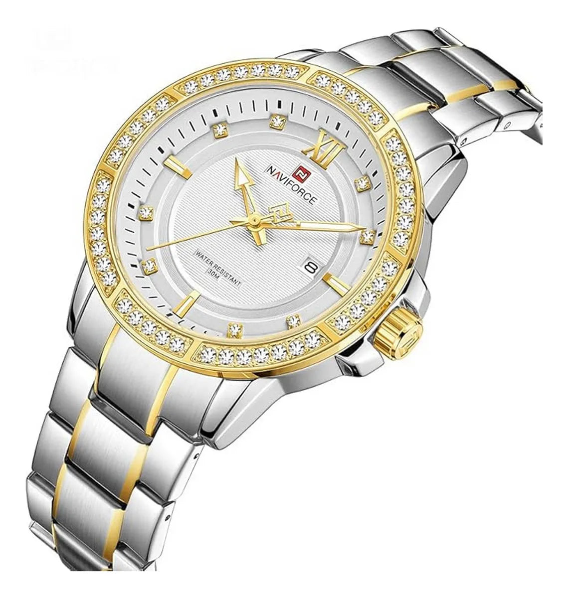 NAVIFORCE 9187 Brand Women Stainless Steel Quartz High Quality Movement Hours Clock Luxury Women Watch