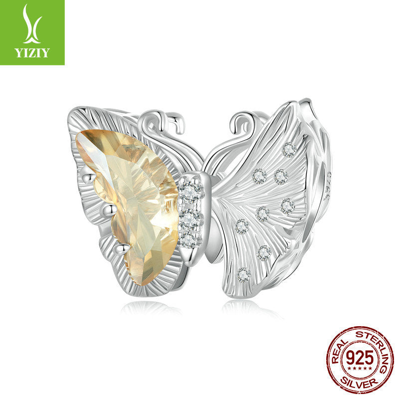 Butterfly DIY Bracelet Beads Forest Romantic Golden Butterfly s925 Pure Silver Beads