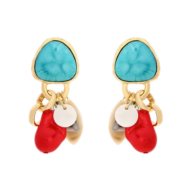 European and American imitation gemstone Women's earrings