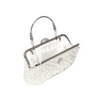 Women Evening Bags Embroidery Shell Flower Diamonds Prom Clutch With Handle Pearl Handbags Pearl Vintage Ladies Banquet Bag