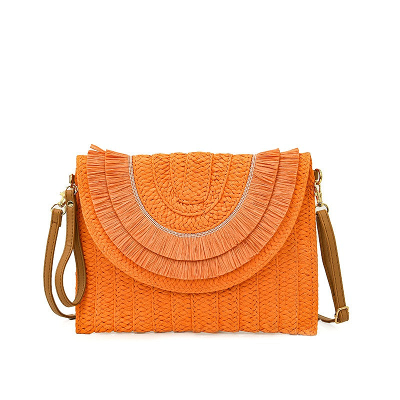Fashion Woven shoulder bag Crossboday portable bag Straw Handbag Handmade Handbags Purse Straw Weaven Bags - Acquisti Online