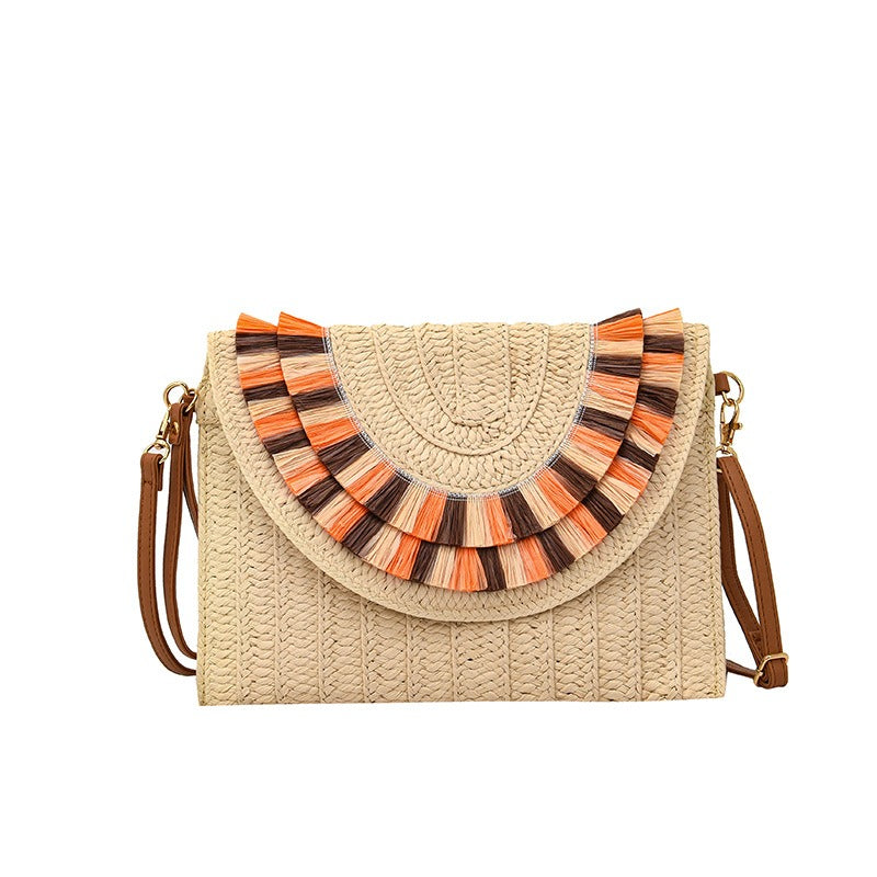 Fashion Woven shoulder bag Crossboday portable bag Straw Handbag Handmade Handbags Purse Straw Weaven Bags - Acquisti Online