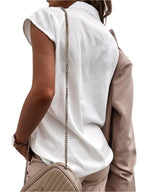 Modieuze V-hals blouse met kapmouwen voor dames