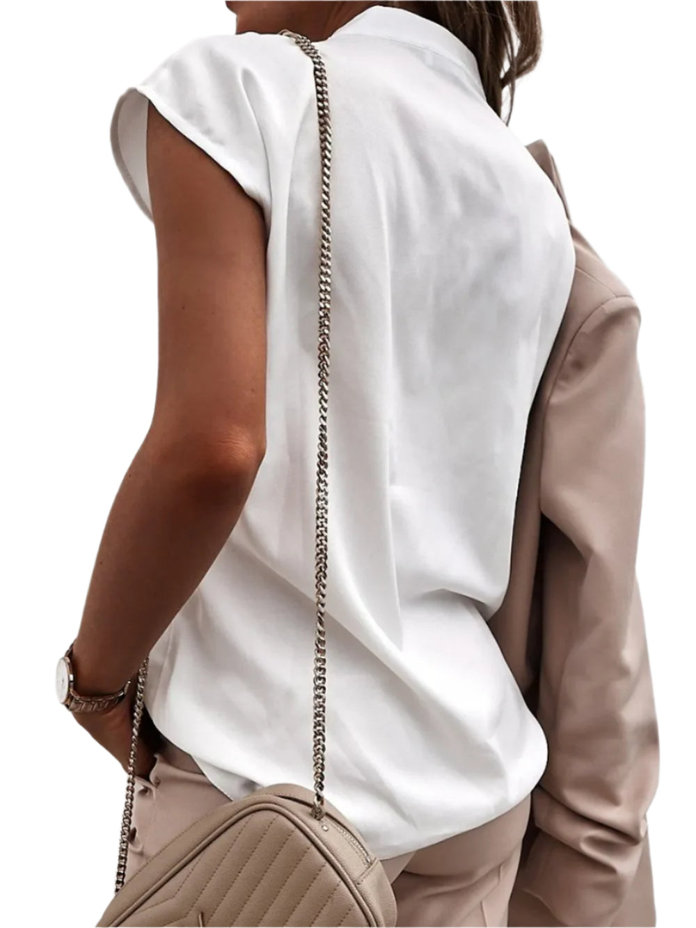 Modieuze V-hals blouse met kapmouwen voor dames