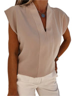 Modieuze V-hals blouse met kapmouwen voor dames