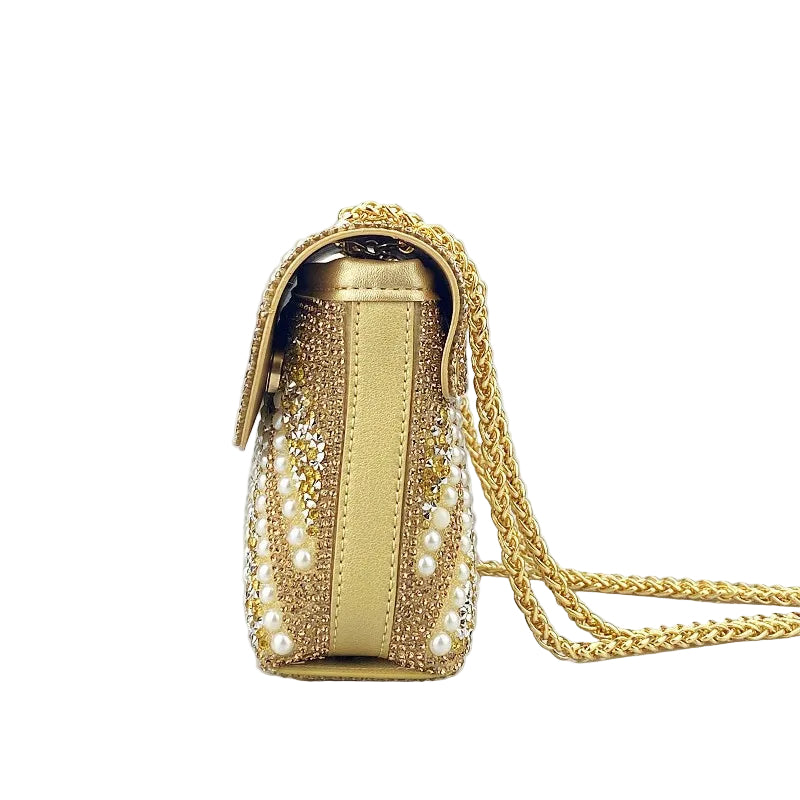Water Diamond Underarm Handheld Bag with Inlaid Diamond Color Diamond Chain - Acquisti Online