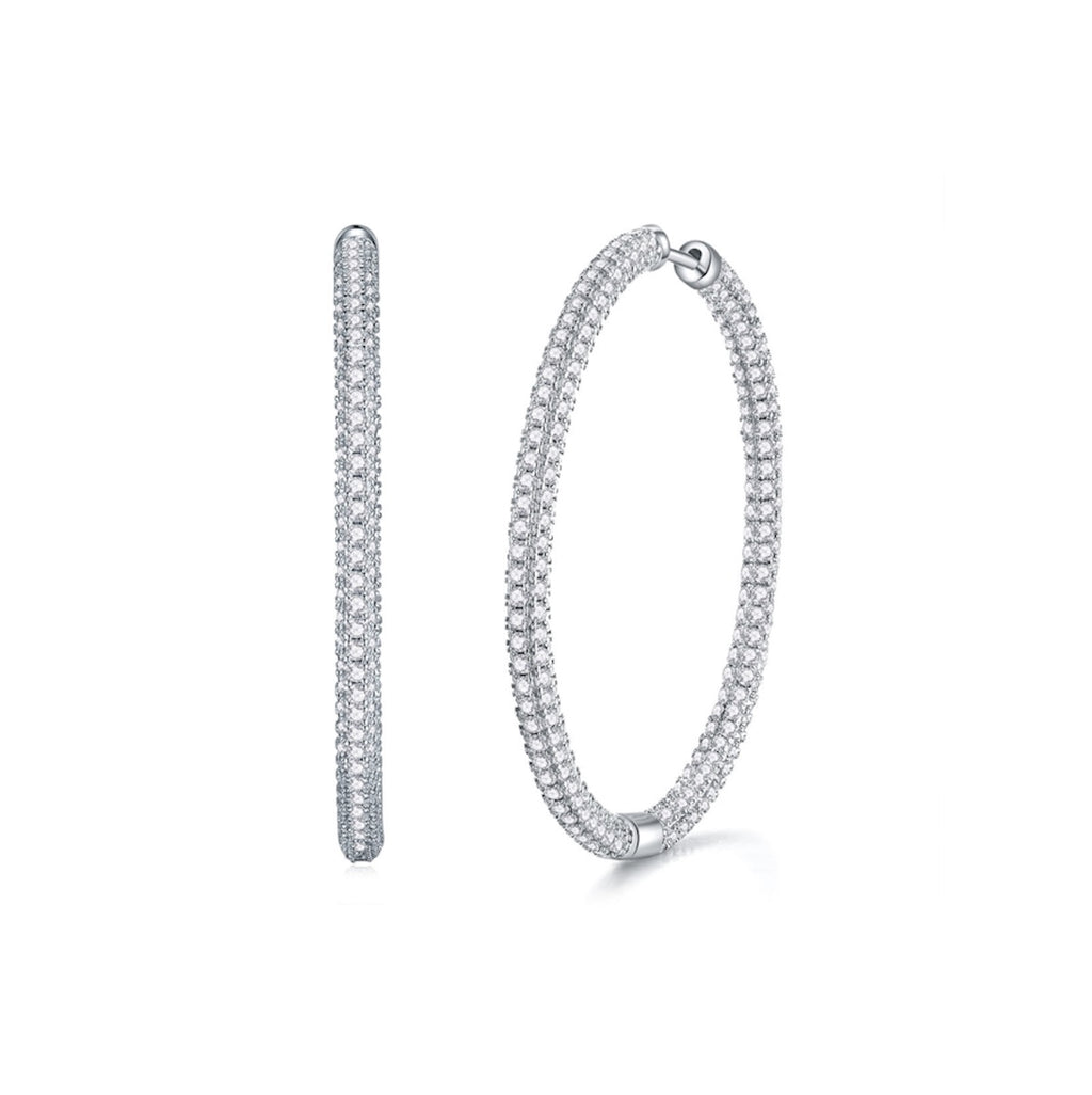 Luxe 925 sterling zilveren oorbellen met Moissanite creolen voor dames, chique ronde ring, zilveren Moissanite oorbellen voor dames