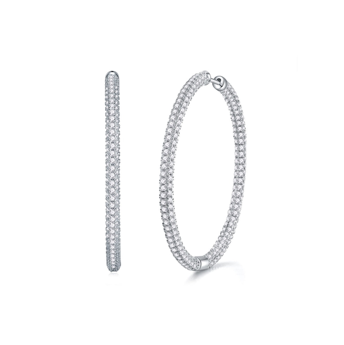 Women's Luxury 925 Sterling Silver Earring Moissanite Hoop Earrings Chic Round Ring Silver Moissanite Women's Earring