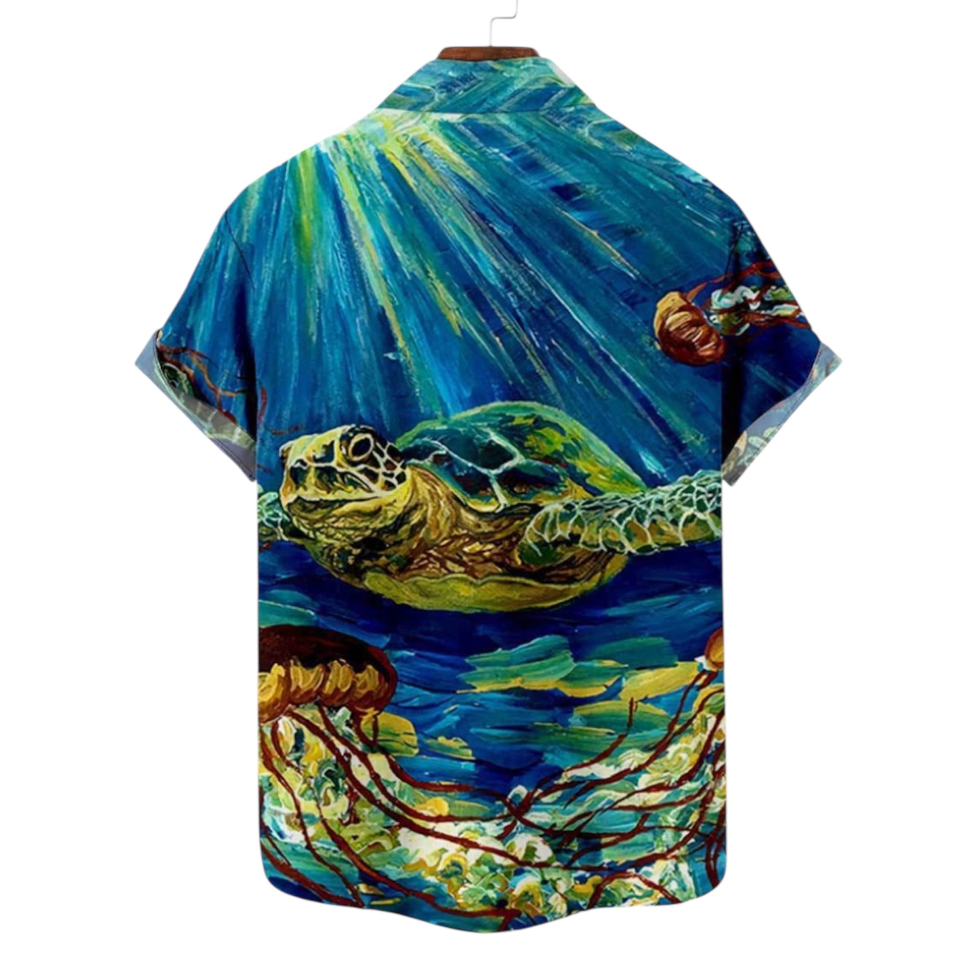 Men's Fashionable Casual Shirt Solid Color Polyester Fiber Short Sleeve 3D Printed Hawaiian Shirt Men's Casual Shirt