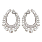 Volledige rij diamanten parelwaterdruppeloorbellen voor dames