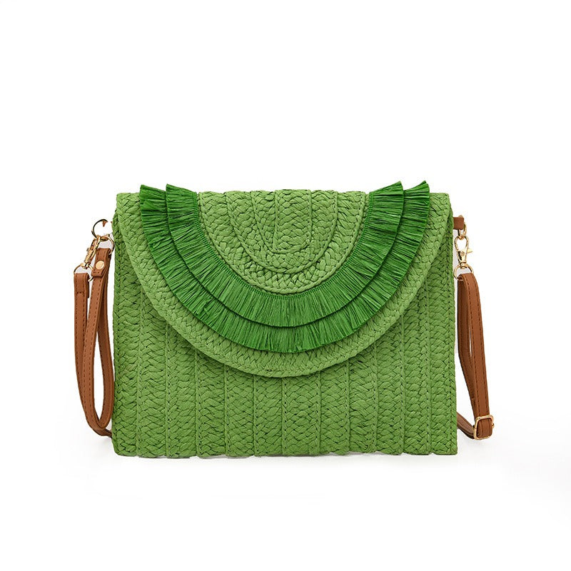 Fashion Woven shoulder bag Crossboday portable bag Straw Handbag Handmade Handbags Purse Straw Weaven Bags - Acquisti Online