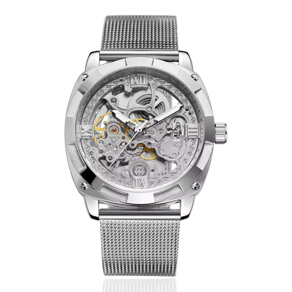 Men's Business Watches Automatic Mechanical Wristwatch with Steel Band Mechanical Watch Men Stainless Steel  30M Water Resistant Business Wristwatch