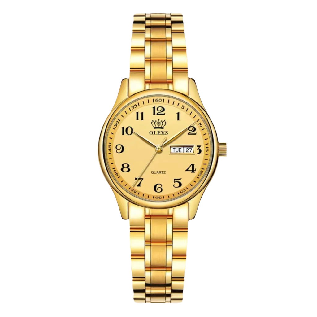 OLEVS Luxury Couple Quartz Watch Elegant Stainless Steel Watch Luminous Waterproof Week Date Quartz Wristwatch - Acquisti Online