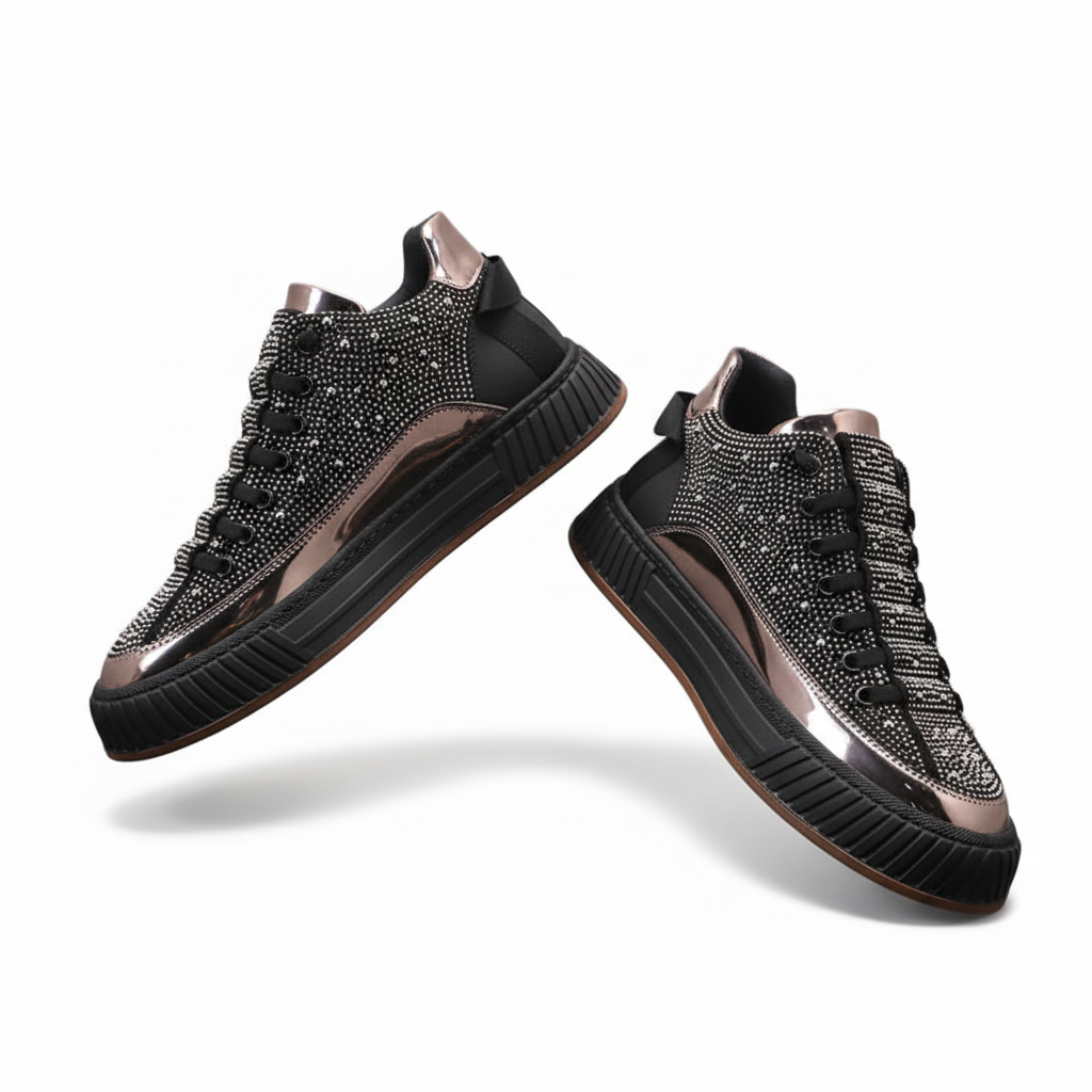 Scarpe da ginnastica casual da ballo con strass glamour di lusso da uomo, slip-on, scarpe da ginnastica alla moda da uomo