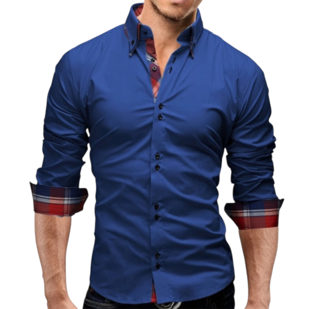 Men's Fashionable Casual Shirt Solid Color Cotton Polyester Stylish Classic Fashion Inner Slim Fit Men's Casual Shirt
