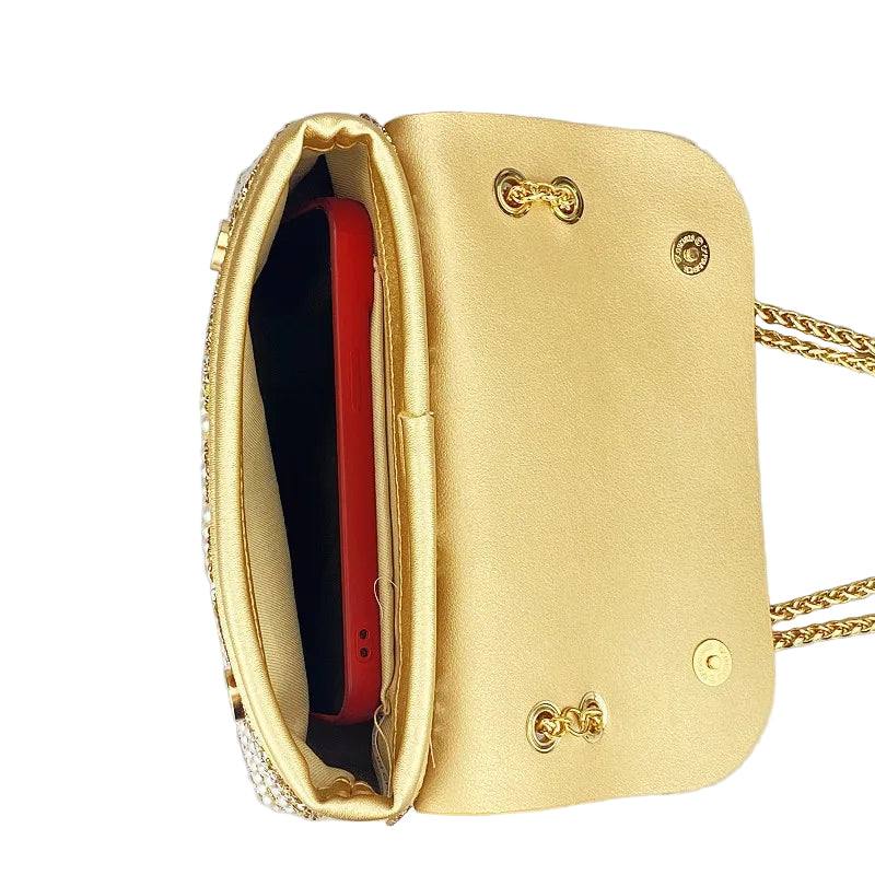 Water Diamond Underarm Handheld Bag with Inlaid Diamond Color Diamond Chain - Acquisti Online