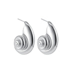 European and American stainless steel ocean wind conch Women's earrings