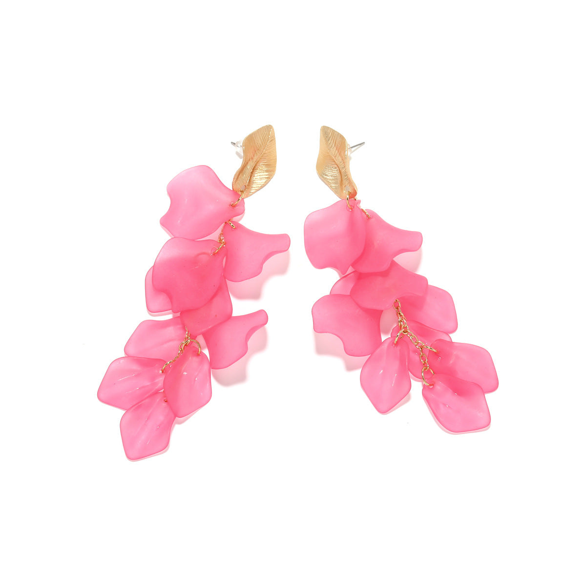 Women Fashionable Floral Earrings Exaggerated Earrings Ladies Elegant Temperament Multi-Layer Resin Petal Earrings