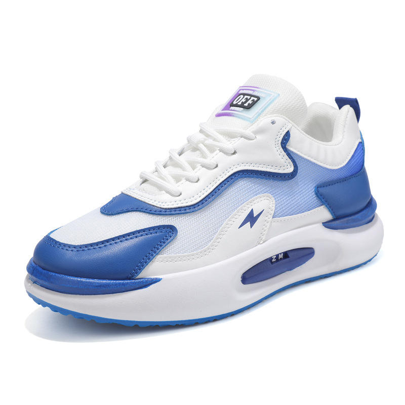 Men's Running Casual Sneakers Genuine Leather Thick Soled Breathable Flying Woven Shoes Fashionable Men's Shoes