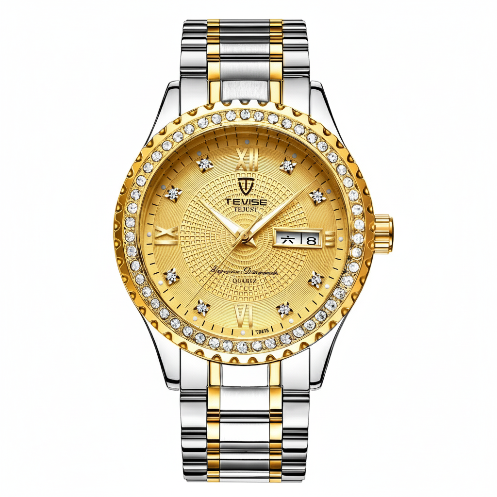 TEVISE Dames Luxe Rhinstone Handgemaakt Automatisch Mechanisch Horloge Waterdicht Roestvrij Staal Lichtgevend Horloge