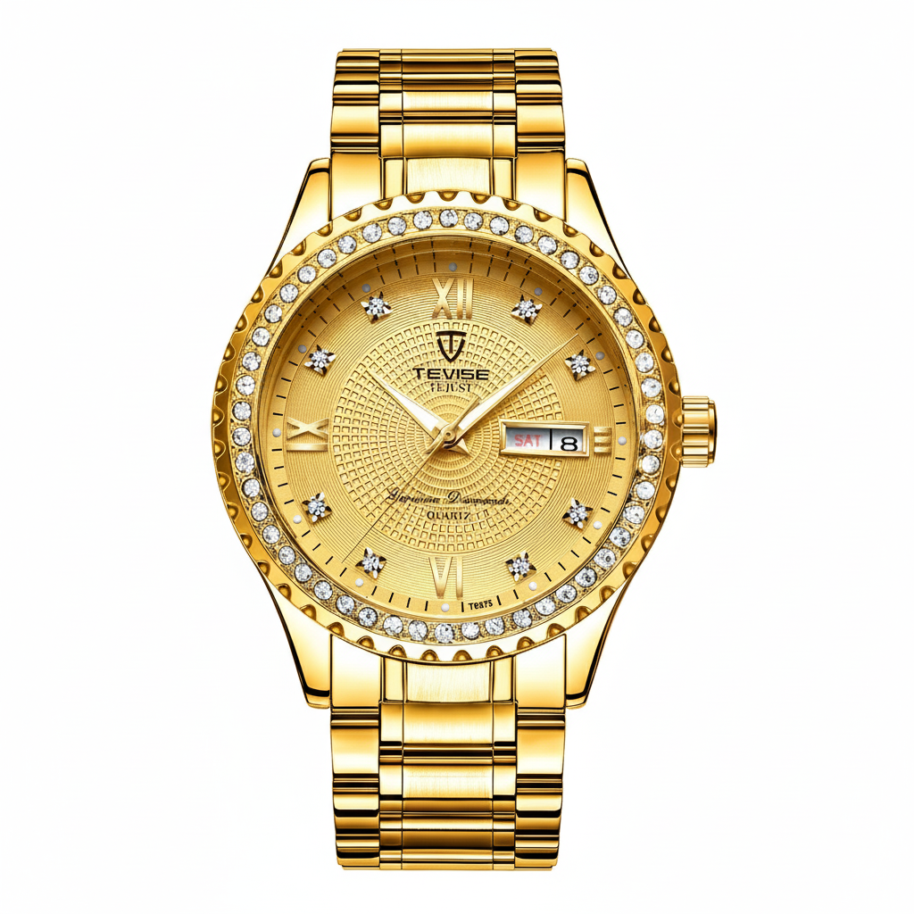 TEVISE Dames Luxe Rhinstone Handgemaakt Automatisch Mechanisch Horloge Waterdicht Roestvrij Staal Lichtgevend Horloge