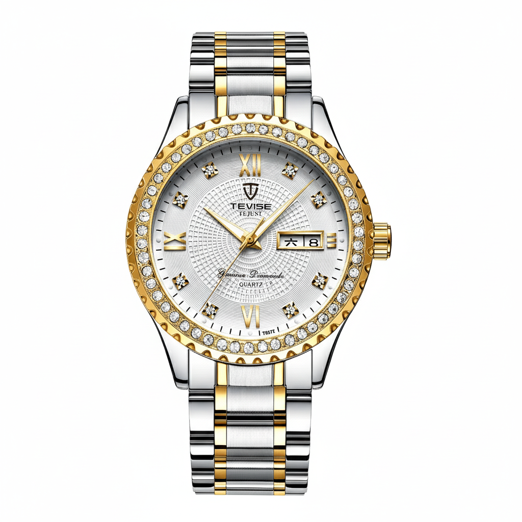 TEVISE Dames Luxe Rhinstone Handgemaakt Automatisch Mechanisch Horloge Waterdicht Roestvrij Staal Lichtgevend Horloge