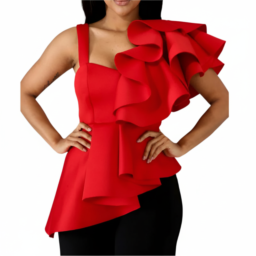 Fashionable Women's Ruffled Shirt with irregular Shirt Luxury Design Casual Short Dress Fashion Women's Party Short Dress