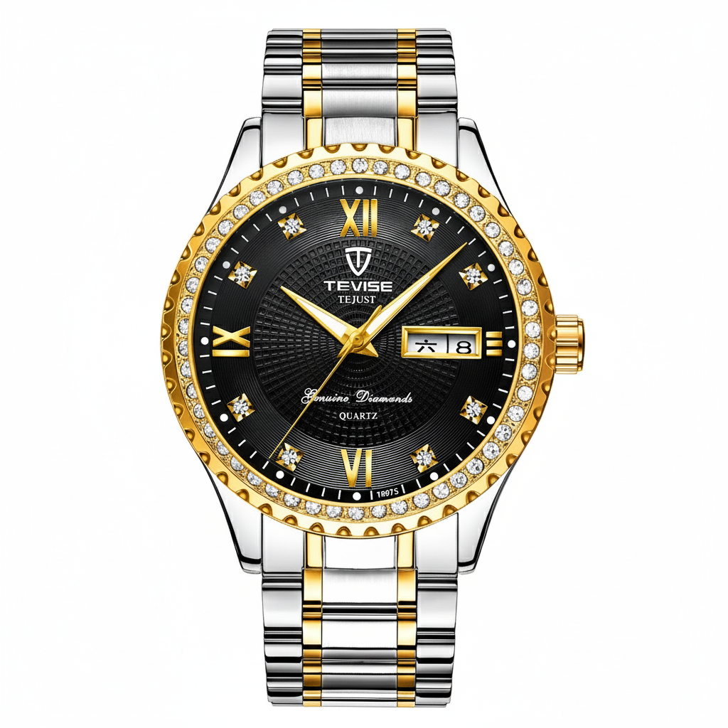 TEVISE Dames Luxe Rhinstone Handgemaakt Automatisch Mechanisch Horloge Waterdicht Roestvrij Staal Lichtgevend Horloge