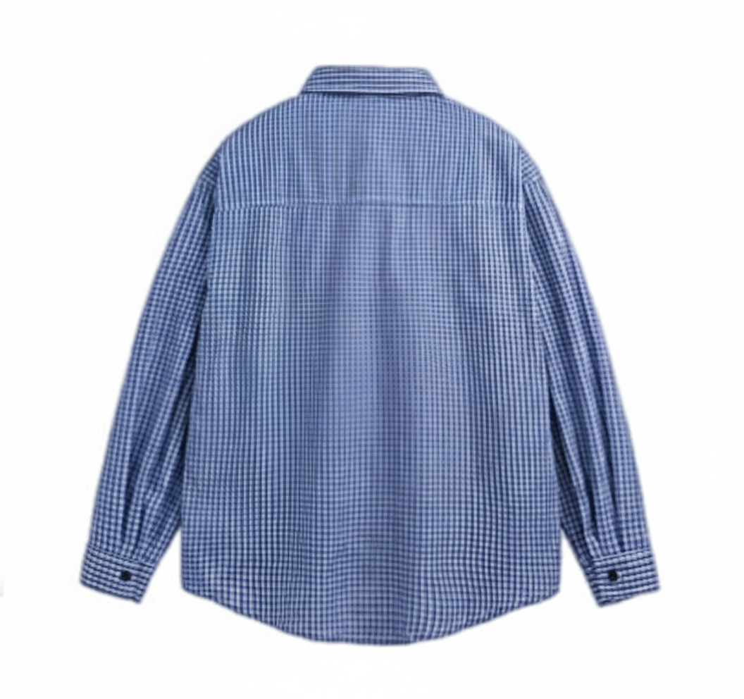 Men's Fashionable Casual Shirt Solid Color Cotton Fiber Long Sleeve Plaid Shirt Casual Button Down Plus Size Men's Shirts