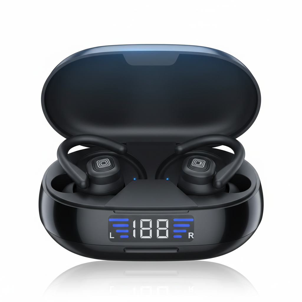 VV2 Wireless Earbuds Bluetooth Headset Binaural Ear Hook Touch Control Headphone With LED Display Headphone