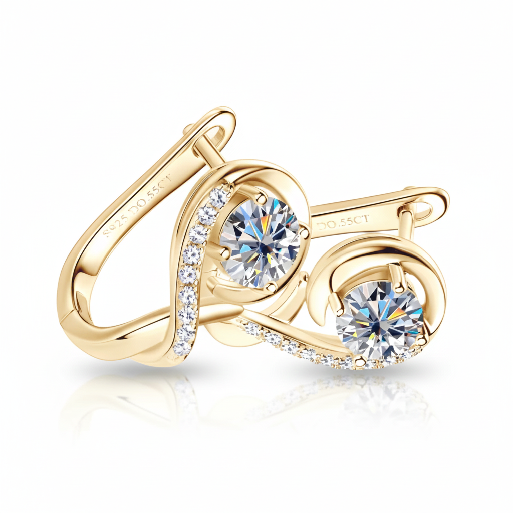 Women's Luxury Earrings 925 Sterling Silver Moissanite Diamond Earrings Infinity Hoop High Quality Women Earrings - Acquisti Online