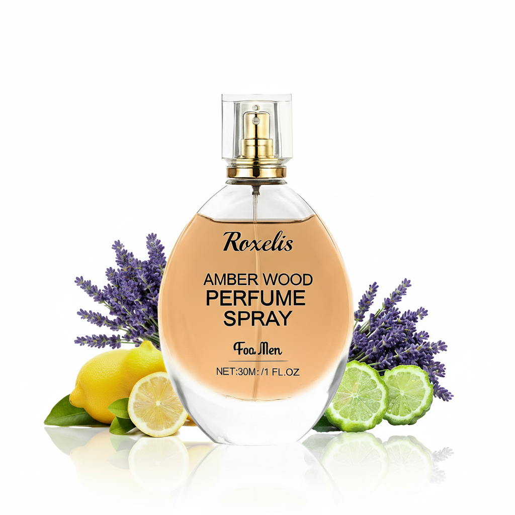 Roxelis Men's Amber Wood Spray Perfume 30ml Natural Light Long-Lasting Portable Fresh Eau De Men's Perfume