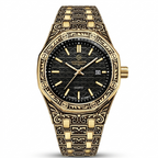 Golden Hour Man Casual Fashion Automatic Movement Spiral Crown Round Quartz Waterproof Steel Man Casual Watch - Acquisti Online