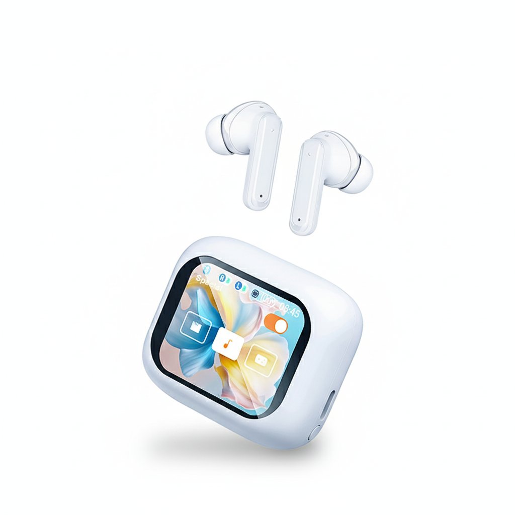 Wireless Bluetooth Touch Screen Display TWS Earbuds ANC Noise Cancelling LCD Touch Screen Display In-Ear Headphone