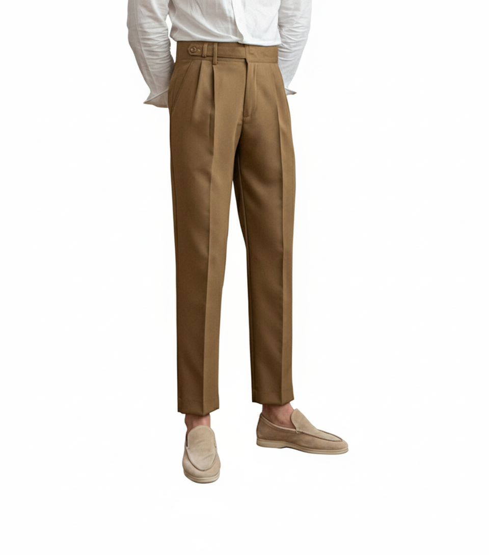 Men's Fashionable Retro Casual Niche Trendy Suit Pants Solid Color Mid Waist Loose Business Men's Casual Pants